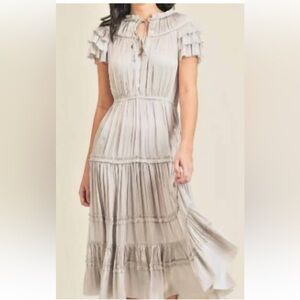 The Reset Silver Ruffled Maxi Dress